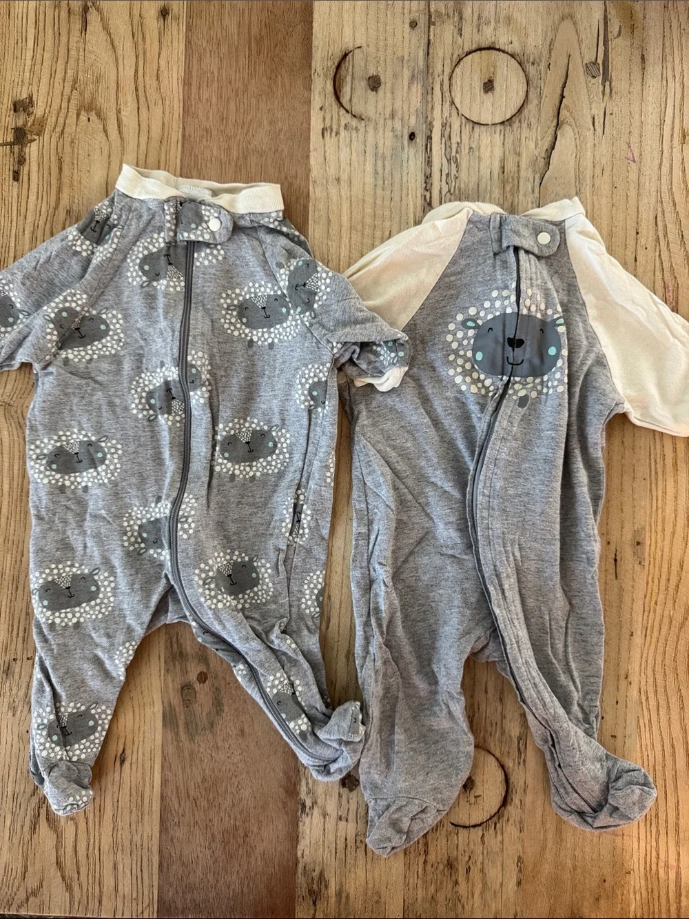Gerber Gray Lion Print Footed One-Piece Set